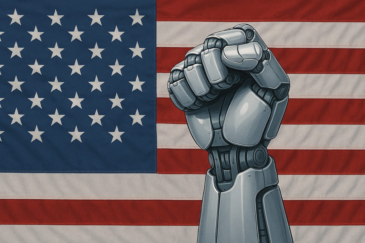 Robotics technology against American flag